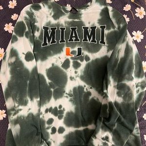 Champion Tie-Dye Embroidered University of Miami Sweatshirt